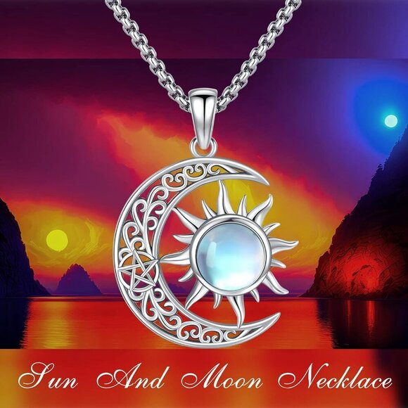 Pentagram Necklace Sterling Silver Triple Moon Goddess/Celtic Knot Witches Knot/ - Picture 8 of 9